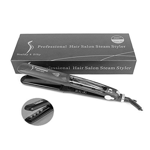 Aoile 55W Professional Hair Salon Steam Styler, Ceramics Organosilicon Hair Straightener & Curler for Both Dry and Wet, Healthy & Silky - US Plug, Black