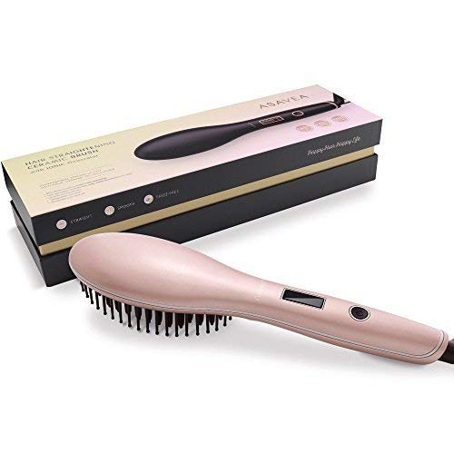 AsaVea Hair Straightening Brush 4 with Premium Anion Generator, Lighter and Smaller, Best for Using at Home or Travelling (rose gold)