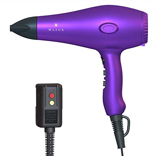 Pro Salon 1875W Fast Drying Hair Dryer Negetive Ion Blow Dryer 2 Speed and 3 Heat Settings DC Motor with Concentrator & Diffuser, Pop Purple Color (Normal Size, Purple)