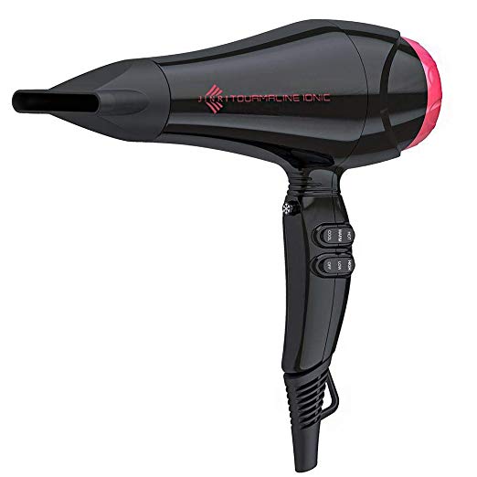 JINRI (JR-052) Hair Dryer 1875W Low Noise Light Weight Professional Fast Dryer with Negative Ions Ceramic Ionic, 3 Heat 2 Speed Settings, Black