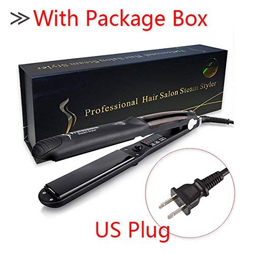 LIPOVOLT Professional Hair Ceramic Straightener Steam Styler Flat Iron For Dry & Wet 55W