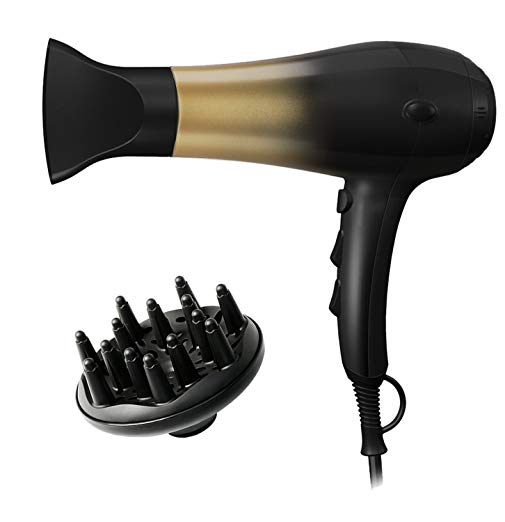 KIPOZI 1875W Hair Dryer,Nano Ionic Blow Dryer Professional Salon Hair Blow Dryer Lightweight Fast Dry Low Noise,with Concentrator & Diffuser,2 Speed & 3 Heat Setting