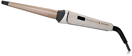 Remington Pro Series CI91WP T|Studio Thermaluxe Slim Styling Curling Wand, with Tangle Free Fabric Cord & Bonus - Heat Protective Storage Pouch, Curling Iron, ¾-1 Inch, Blush Pink