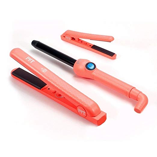 PYT Lola Styling Tools Set - Coral Peach (Includes 2 Straighteners & Curling Wand)