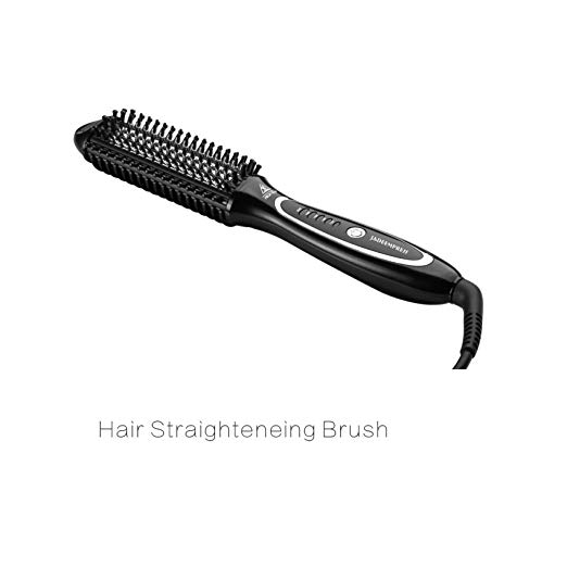 EMPRESS Ceramic Hair Straightener Brush with LED Hair Straightening Brush for Women Fast Hair Curling Brush Heated Hair Brush