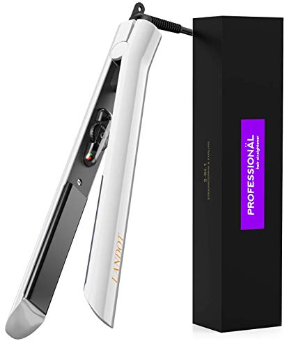 LANDOT Flat Iron for Hair Dual Voltage Hair Straightener and Curler,1.25 Inch Wide 3D Floating Plates Mini Flat Iron Hair Straightener with Hair Comb Gift