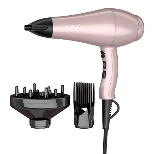 VAV Professional Hair Dryer 1875w Infrared Heat Negative Ionic Hair Blow Dryer with Cool shot button 2 Speed and 3 Heat Settings Concentrator Diffuser & Comb Pik,Rose Gold