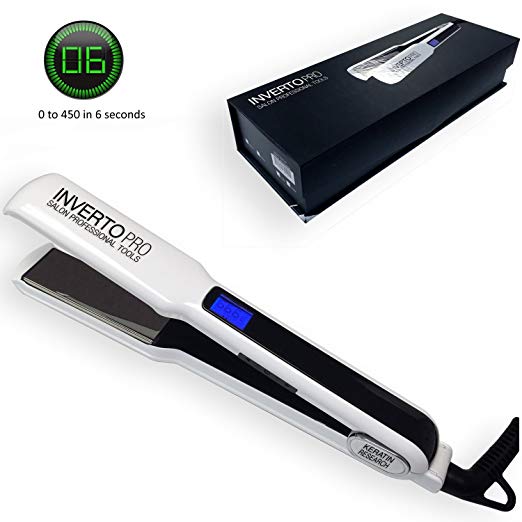 Super Professional Flat Iron Hair Straightener, (110V WHITE) Pro Silver Titanium Plates 1.5