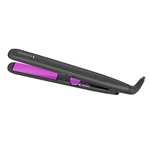 Remington S3570 Ionic Infusion Hair Straightener, Flat Iron, 1-Inch Ceramic Plates, Black/Pink