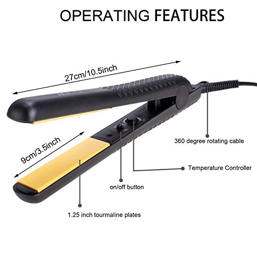 cindere Hair Straightener, Flat Iron Anti Static Ceramic Tourmaline Ionic Straightener with Temperature Control for Women