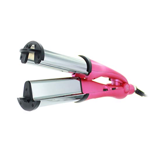 Fahrenheit Waver 2-in-1 Metallic Rubber Hair Styling Iron, Pink, 36 Ounce