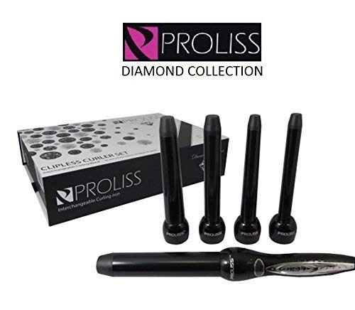 Proliss Diamond Collection 5P Curling Iron Wand 5-Piece Clipless Curler GIFT SET by Proliss