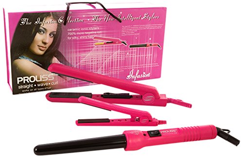 PROLISS Infusion Complete GIFT SET Flat iron + Curling Iron + Min Iron (Pink)