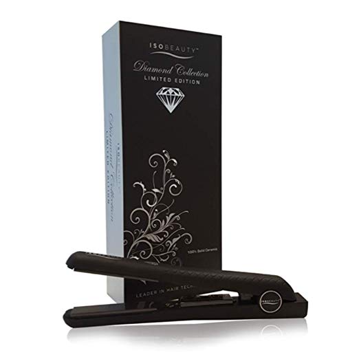 ISO Beauty Diamond Collection Ceramic Flat Iron, Black