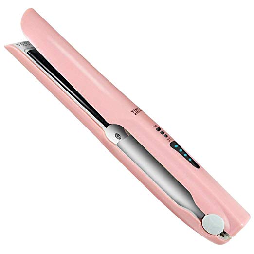 Ceramic Rechargeable 2 in 1 Cordless Hair Straightener and Curling Iron Mini VAV Wireless USB Charge Good for Travel Home Use