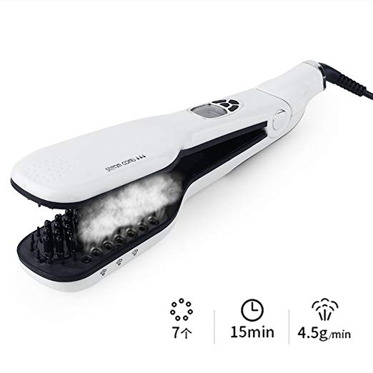 Steam Hair Straightener Professional Technology Professional Ceramic Flat Iron Vapor Heat up Fast Conditioning Plates,white