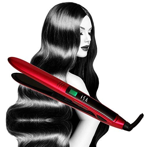 Titanium Flat Iron Digital Hair Straightener by Isa Professional 1 Inch 2 Year Warranty