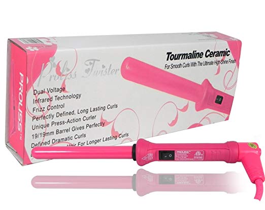 19mm PINK Proliss Twister Curling Iron Wand Swivel Cord Glove Included SRP $220.00