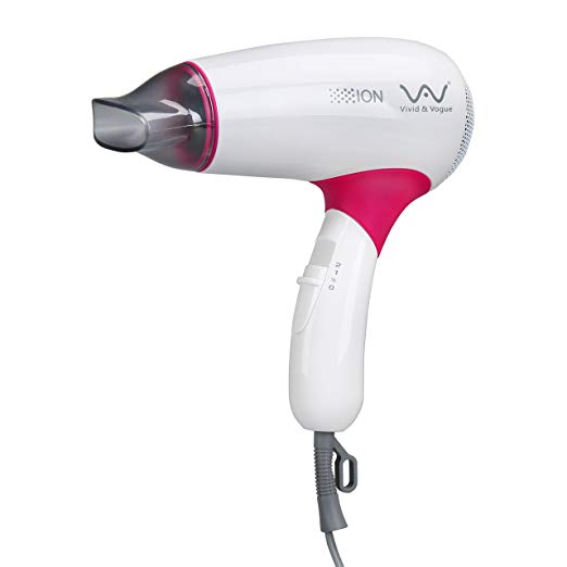 VAV 1000W Lightweight Hair Dryer Negative Ions Folding Handle Hair Blow Dryer White