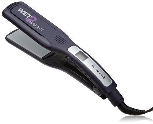 Remington S8001G Wet 2 Straight Wide Plate Wet/Dry Ceramic Hair Straightening Iron with Tourmaline, 2-inch, Purple