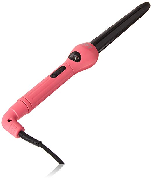 PYT Clip Free Digital Curling Iron Wand, Neon Pink, 25-18mm