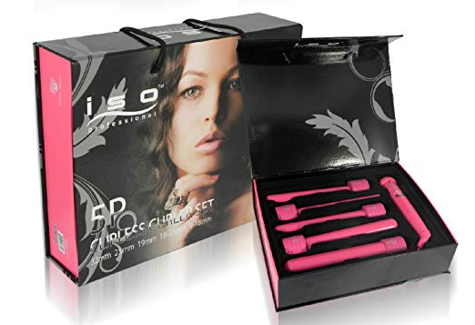 Iso Beauty PINK 5 Piece Tourmaline Ceramic Twister Curling Iron Set