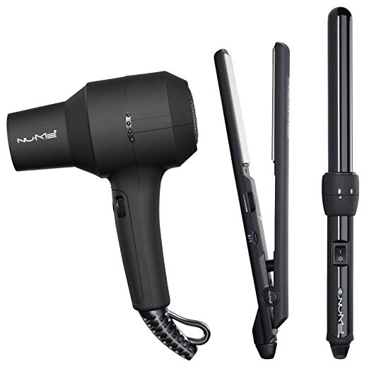 NuMe Travel Kit - Ionic Dryer, Curling Wand, Tourmaline Straightener