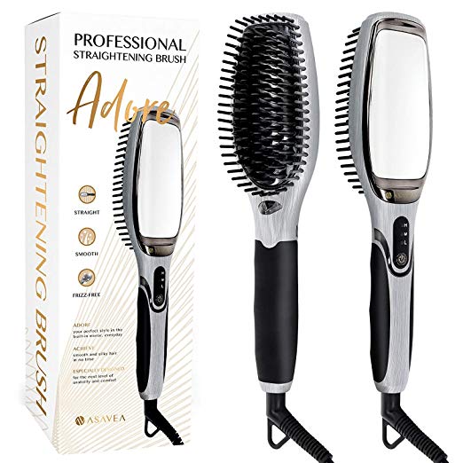 AsaVea Professional Hair Straightening Brush with Mirror