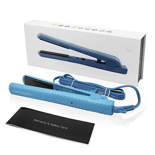 Herstyler Colorful Seasons Ceramic Flat Iron, Dual Voltage, 1.25 Inch, Blue, full size